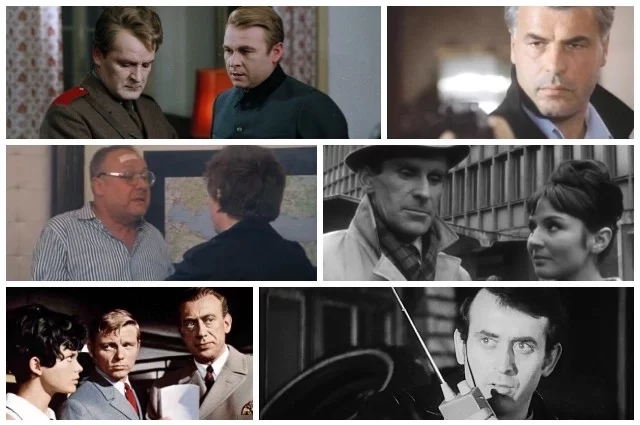 Кадры из фильмов: «Тридцать случаев майора Земана», «Спрут», «Без паники, майор Кардош!», «Капитан Сова идёт по следу», «Инспектор Деррик», «Телефон полиции — 110».