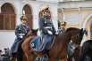 Военнослужащие роты специального караула Президентского полка ФСО России на церемонии развода пеших и конных караулов на Соборной площади в Кремле.