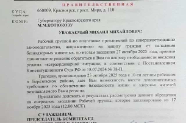 Авторы послания настаивают, чтобы глава региона отчитался о принятых мерах в Госдуме 17 ноября 