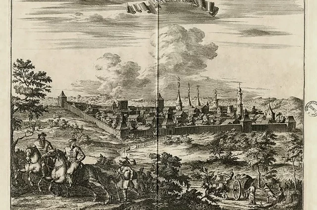 Так в начале XVII века выглядела Самара. Гравюра из книги немецкого географа Адама Олеария "путешествие в Московию". 