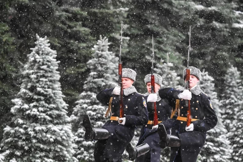 Почетный караул в Александровском саду в Москве.