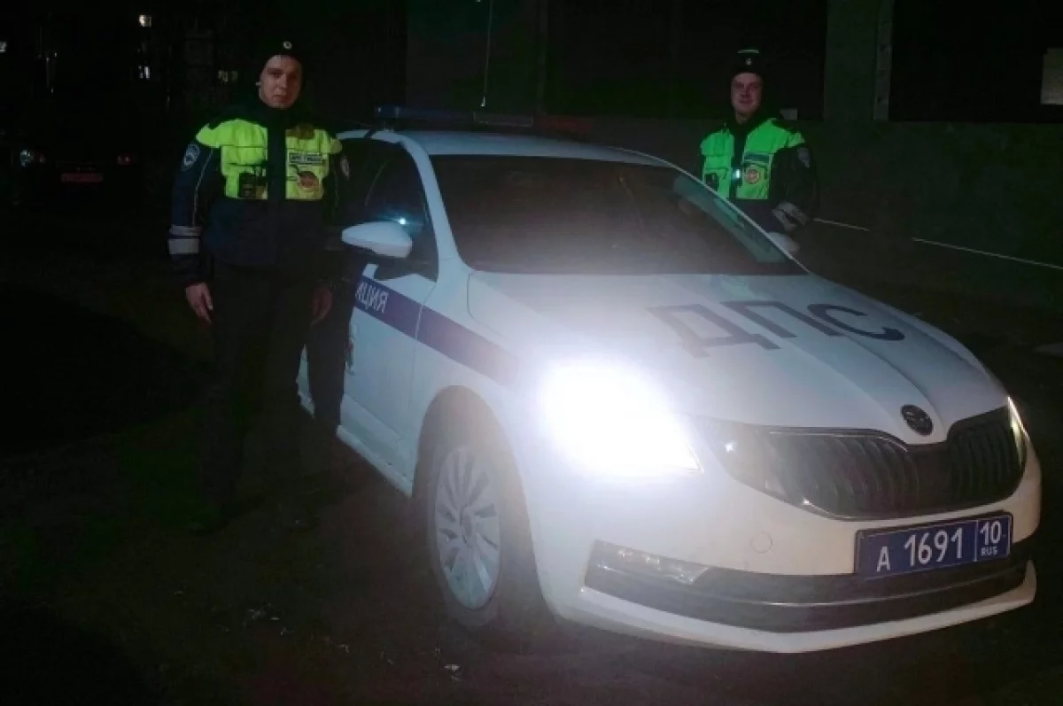 Полицейские из Олонца спасли автопутешественников, у которых лопнуло колесо