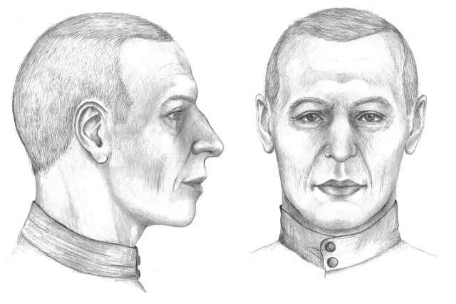 Портерет реконструкции бойца. 