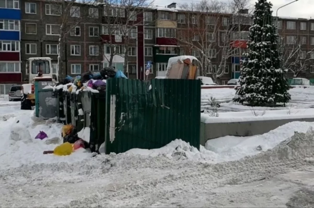 В Петропавловске установили елку рядом с мусорными контейнерами