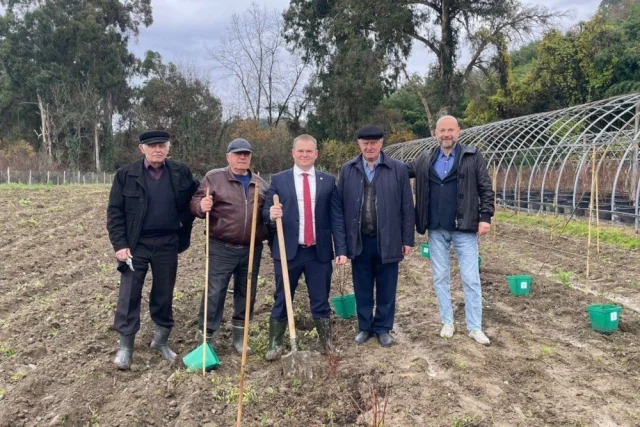 Российские и Абхазские учёные на закладке Мичуринского сада.