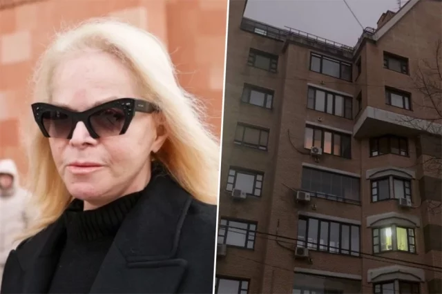 Лариса Долина и дом, в котором расположена её квартира. 