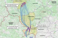Схема уничтожения беспилотных летательных аппаратов вооруженных сил Украины, действовавших в направлении резиденции Президента Российской Федерации.