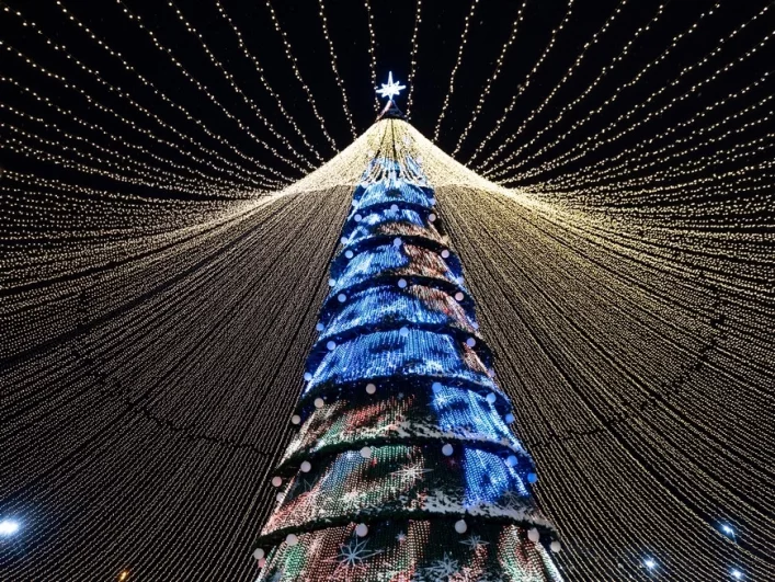 Многие встретили Новый год у главной ёлки Казани на площади около Центра семьи «Казан».