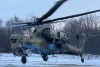 Боевая работа вертолета Ми-28мн на Сумском направлении.