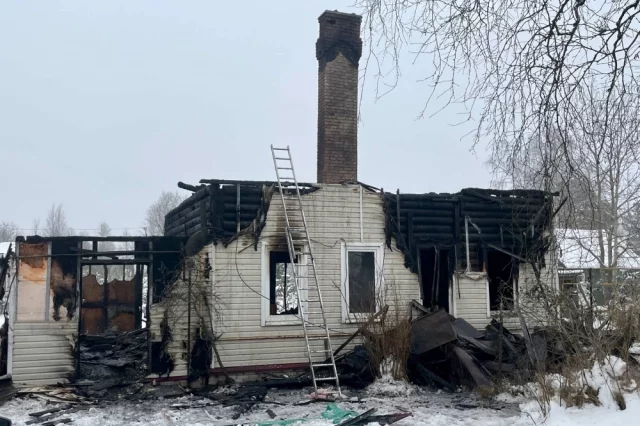 Спасателям потребовалось меньше получаса, чтобы потушить полыхающий дом.