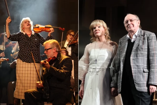 В роли журналиста, снимающего документальный фильм о музыкантах, — народный артист Иван Агапов.