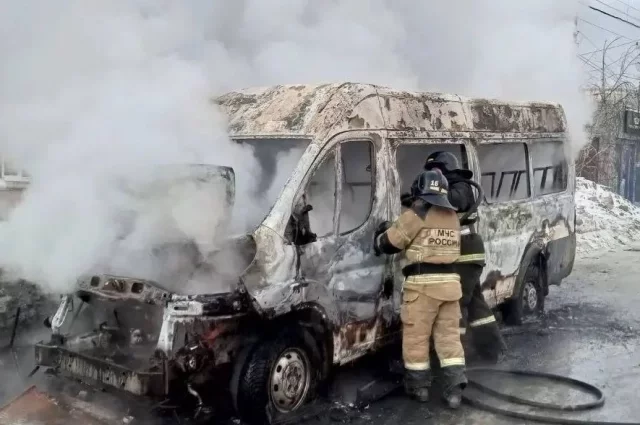 В Орске сгорела маршрутная «ГАЗель»