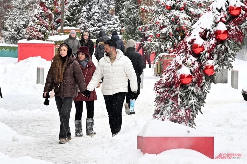 В ночь на 27 января Москву накрыла сильная метель. Но пешеходы радуются свежему снегу.