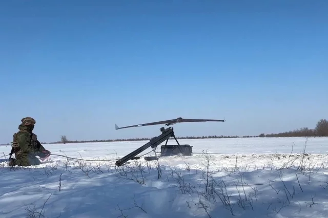 Запуск разведывательного БПЛА «Zala». 