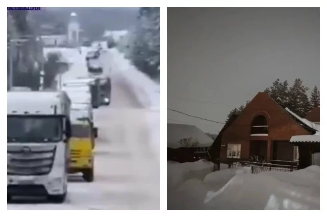 Из-за снегопадов в Удмуртии образовывались километровые пробки и рушились крыши домов
