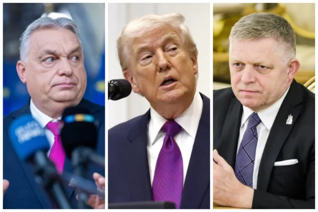 Слева направо: Виктор Орбан, Дональд Трамп, Роберт Фицо.