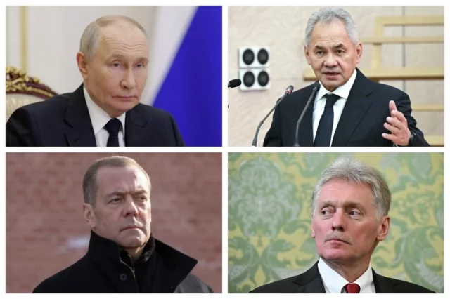 Владимир Путин, Сергей Шойгу, Дмитрий Медведев и Дмитрий Песков.