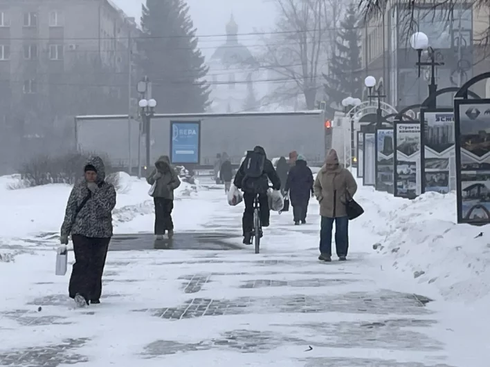 Омичи, закутавшись в шарфы, пробирались домой сквозь снежные заносы.
