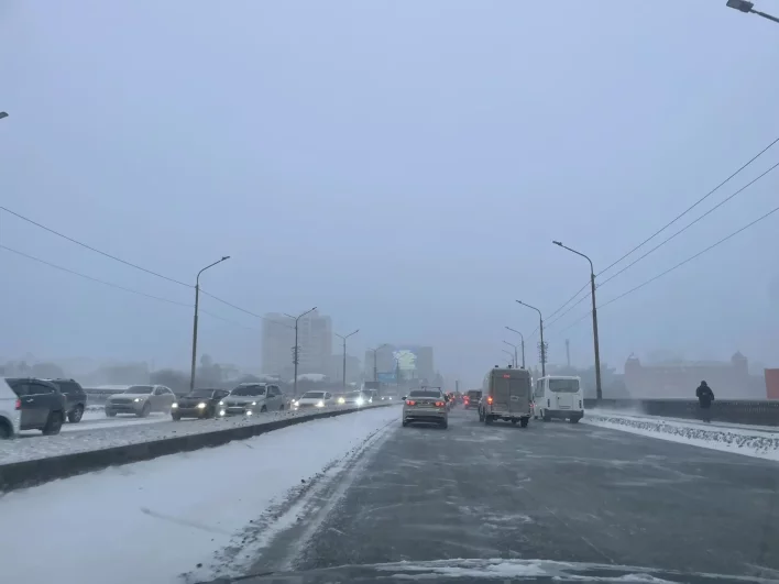 Снег валил стеной, ветер сбивал с ног, а видимость на дорогах сильно ухудшилась. 