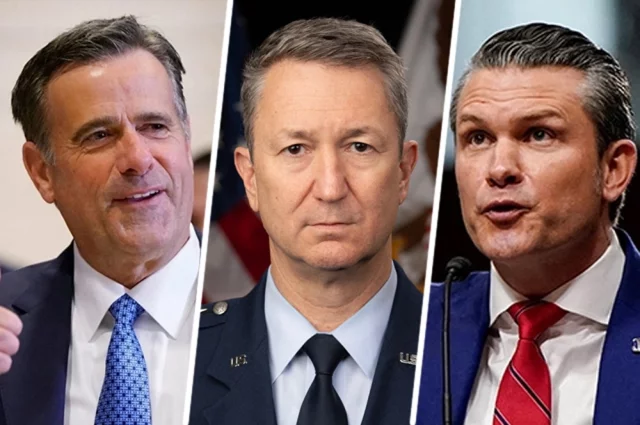 Кандидаты в козлы отпущения слева направо: глава ЦРУ Джон Рэтклифф, глава объединённого комитета начальников штабов Дэн Кейн, глава Пентагона Пит Хегсет.