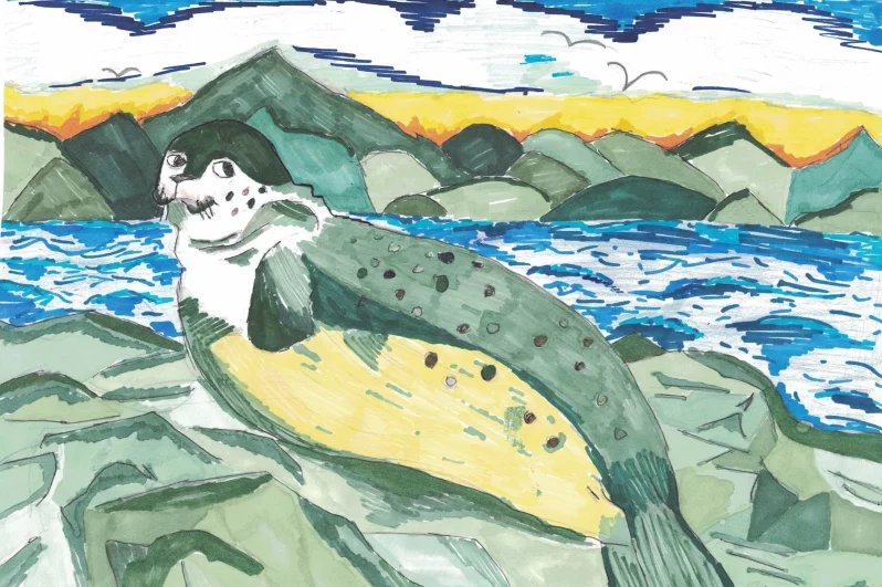 1. «Дух Байкала — нерпа на священных камнях». Номинация: «Море синее – Байкал»