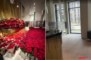 Подъезд московского ЖК ранее заполнили миллионом алых роз.