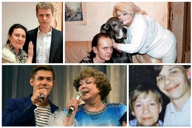 Валентина Толкунова с сыном, Наталья Кустинская с сыном, Эдита Пьеха с внуком, Александра Назарова с сыном. 