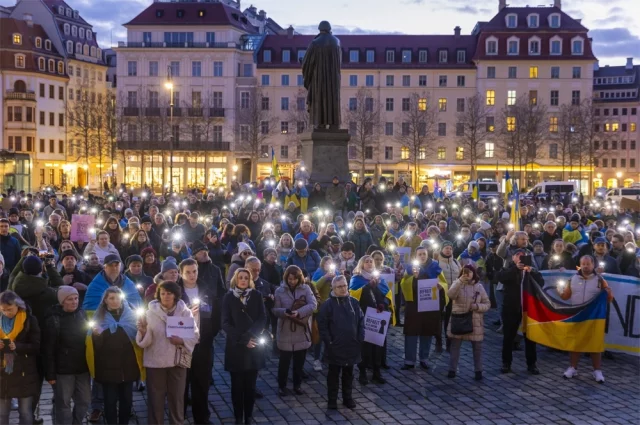 Украинские беженцы в Дрездене.