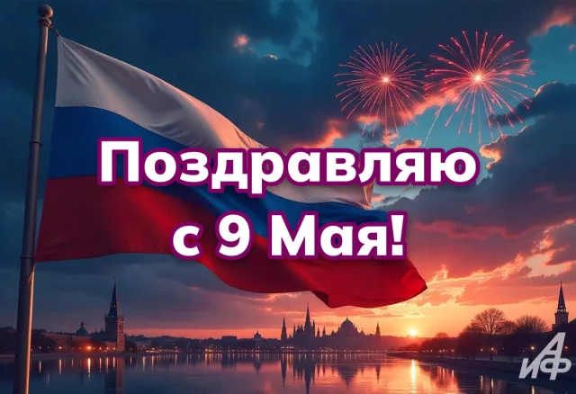 поздравление с 9 мая на красивой открытке