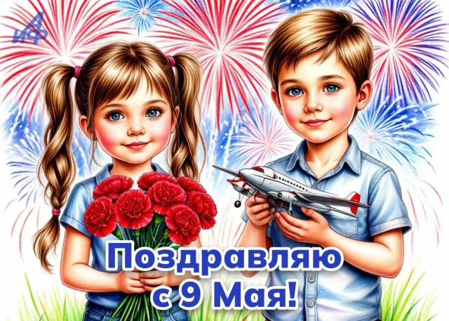 &nbsp;открытка для мессенджера&nbsp;9 мая&nbsp;салют
