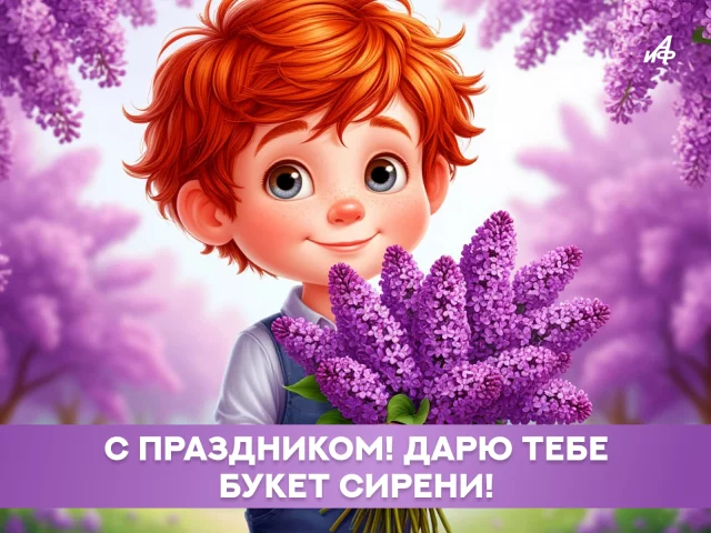 Нежная открытка с сиренью для любимого человека