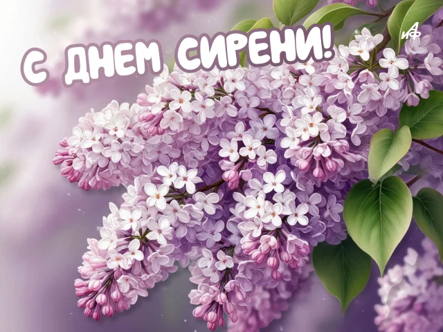 Майская сирень и красивые цветы на открытке