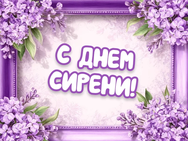 Майская сирень и красивые цветы на открытке