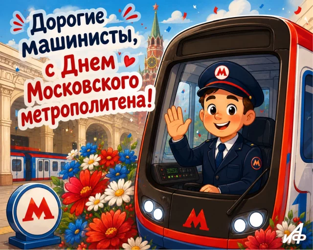 Открытка с Днем метро Москвы для друзей и коллег