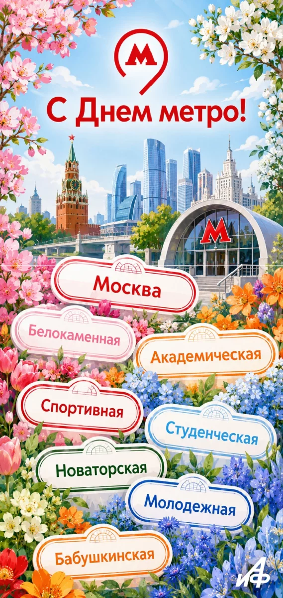 Открытка с Днем метро Москвы для друзей и коллег
