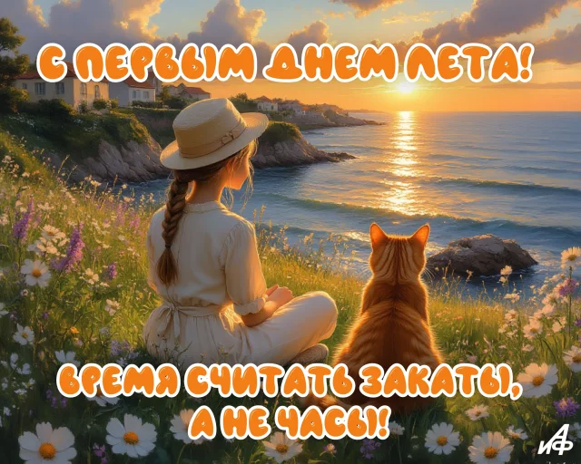 красивая открытка для друзей и коллег с первым днем лета
