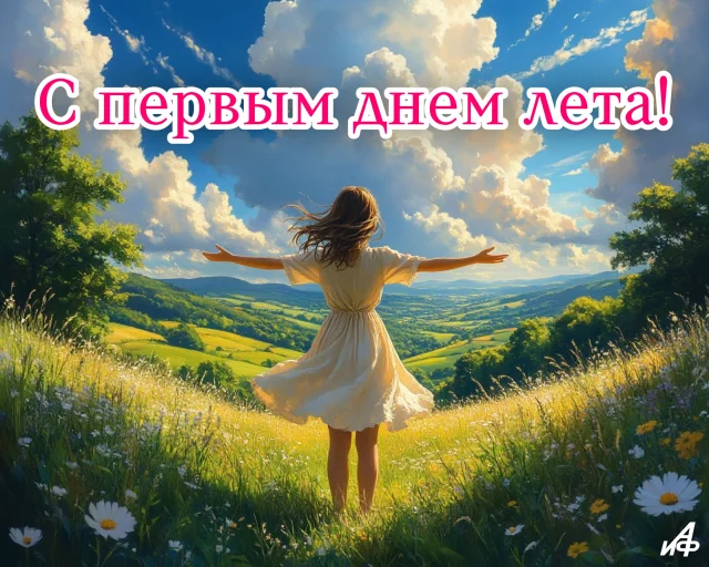красивая открытка для друзей и коллег с первым днем лета