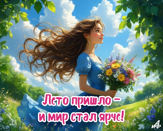 красивая открытка для мессенджеров с первым днем лета