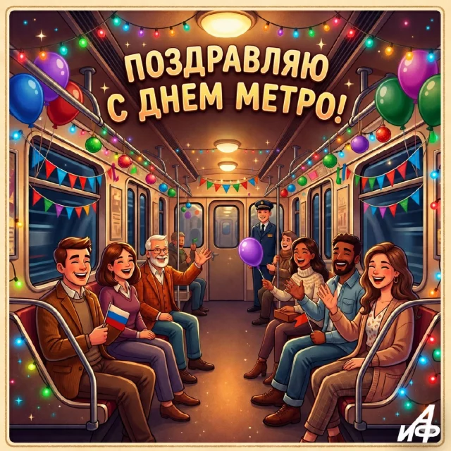 Открытка с Днем метрополитена для мессенджеров
