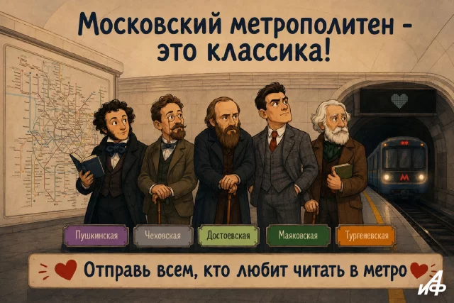 Открытка с Днем метро Москвы для тех кто любит читать