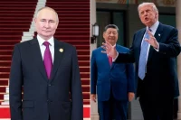 Президент РФ Владимир Владимирович Путин; Президент США Дональд Джон Трамп и председатель КНР Си Цзиньпин. 