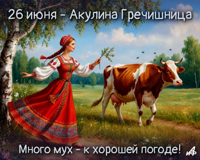 26 июня Акулина Гречишница открытка