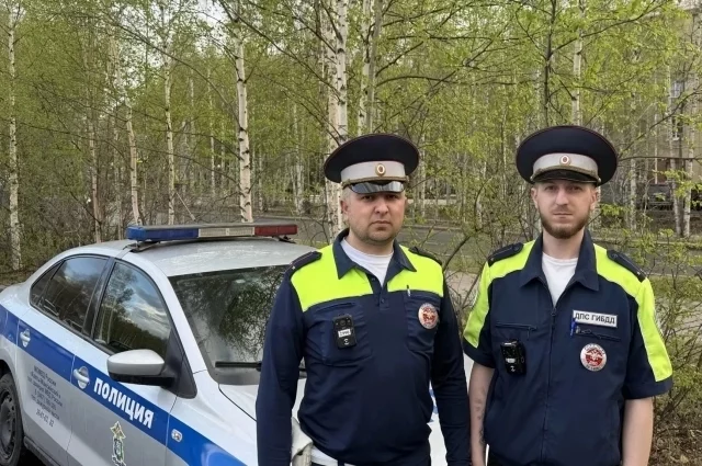 Госавтоинспекторы Заур Рамазанов и Алексей Земеров оказали помощь семье. 
