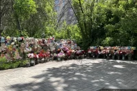 К стихийному мемориалу рязанцы продолжают нести цветы и игрушки.