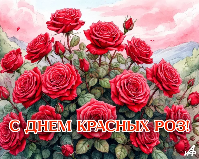 день красных роз открытка