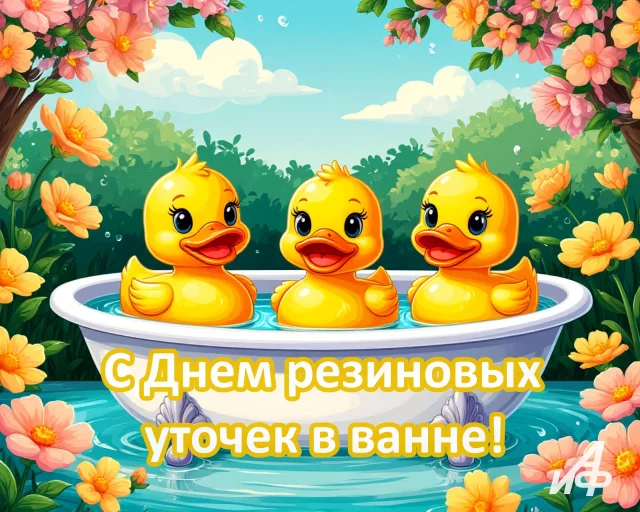 день резиновых уточек в ванне красивая открытка