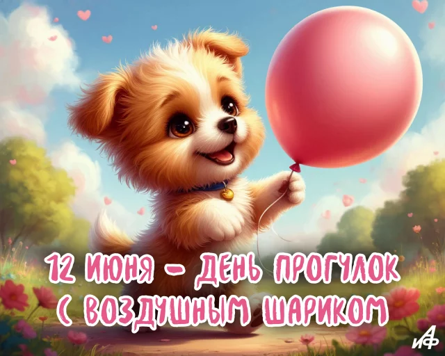 12 июня день прогулок с воздушным шариком открытка