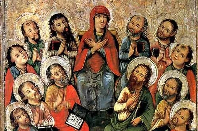 Сошествие Святого Духа (икона из Святодуховского храма Новодевичьего монастыря, XVIII век
