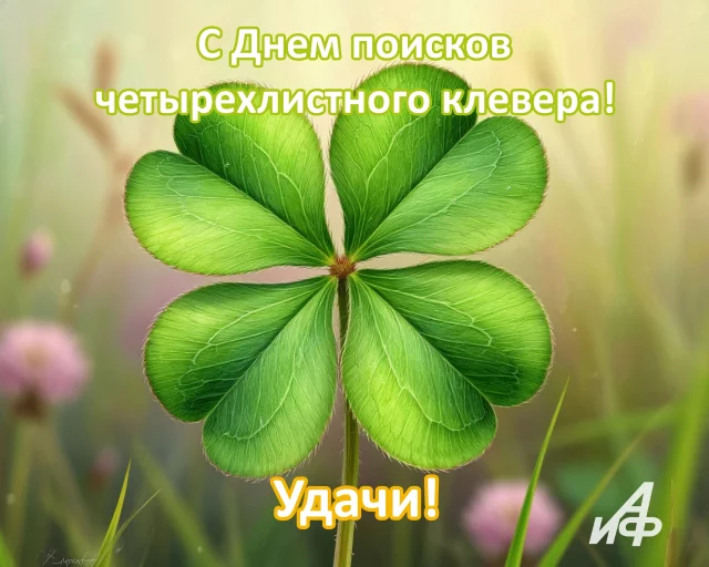 18 июня день клевера с четырьмя лепестками на удачу открытка