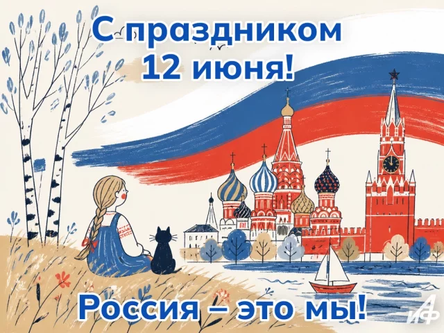 Красивая открытка на День России 12 июня